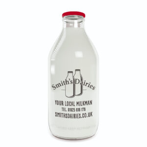 Smiths Dairies logo on pint of homogenised milk