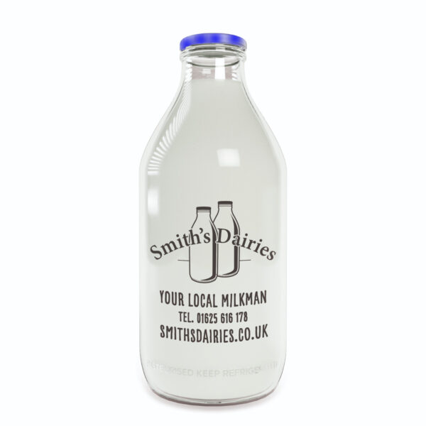 Logo for Smiths Dairies on a blue bottle