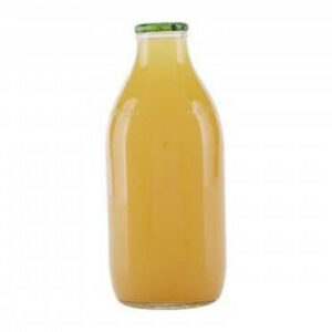 Glass pint bottle of apple juice