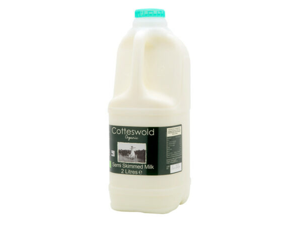 Two litres of organic semi skimmed milk