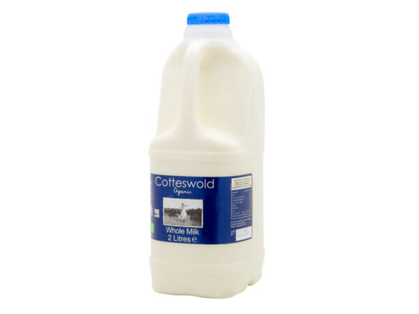 Two litres of organic whole milk