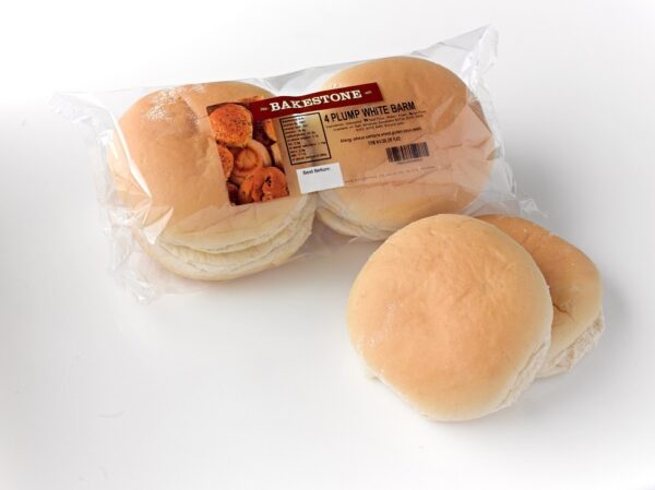 Four bakestone white baps