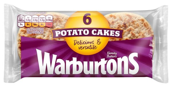 6 pack of Warburtons potato cakes