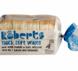Loaf of Roberts thick soft white sliced bread